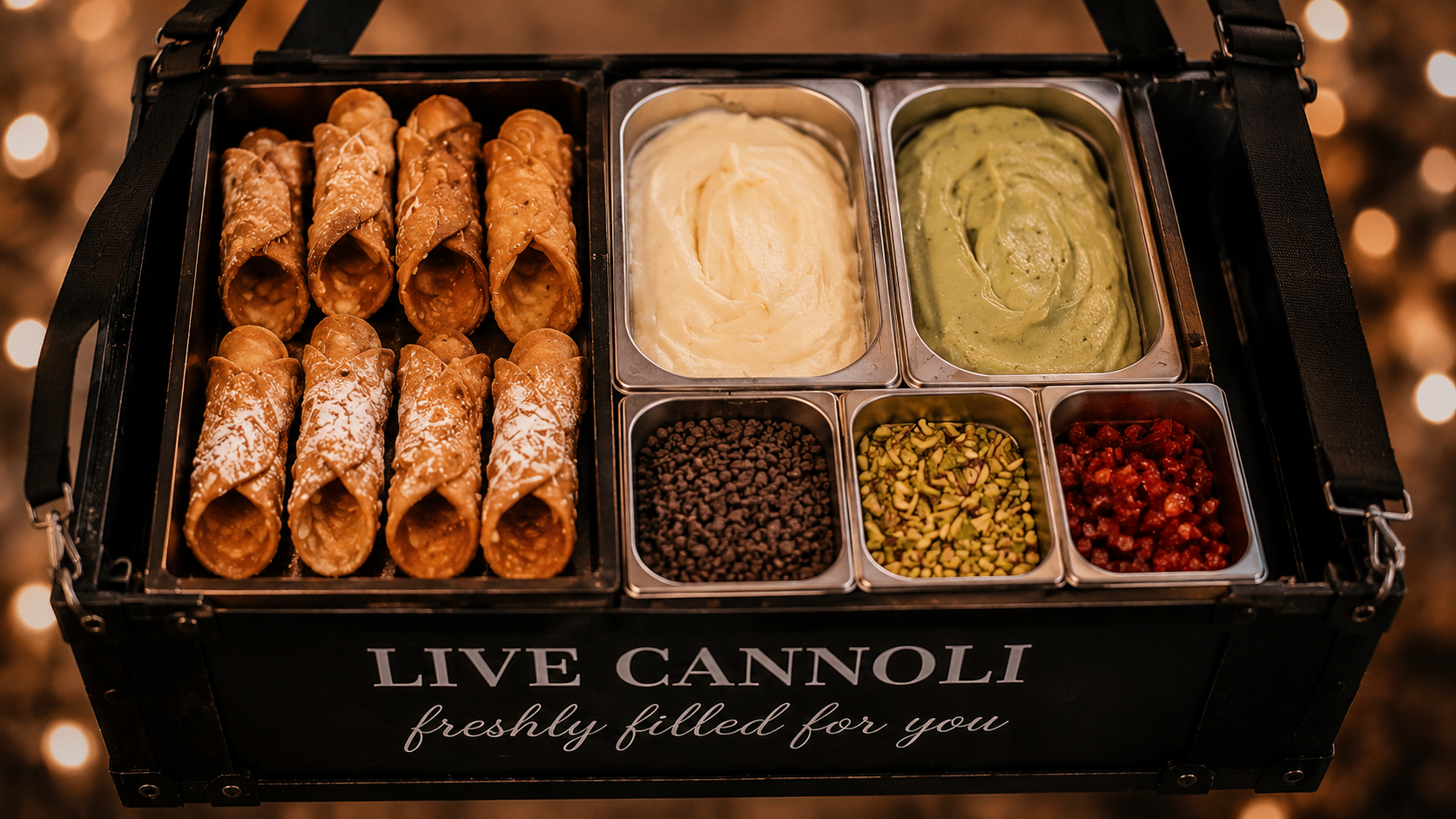 Freshly filled cannoli close-up